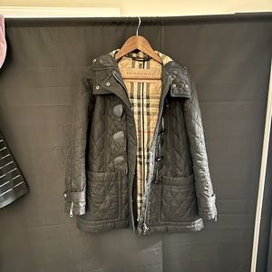 Burberry Brit black check hooded quilted jacket size XS